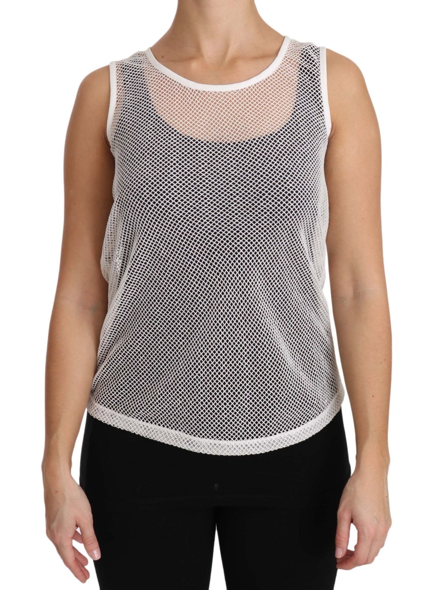 Dolce & Gabbana Elegant White Sheer Sleeveless Top - Sandy Store ByNet