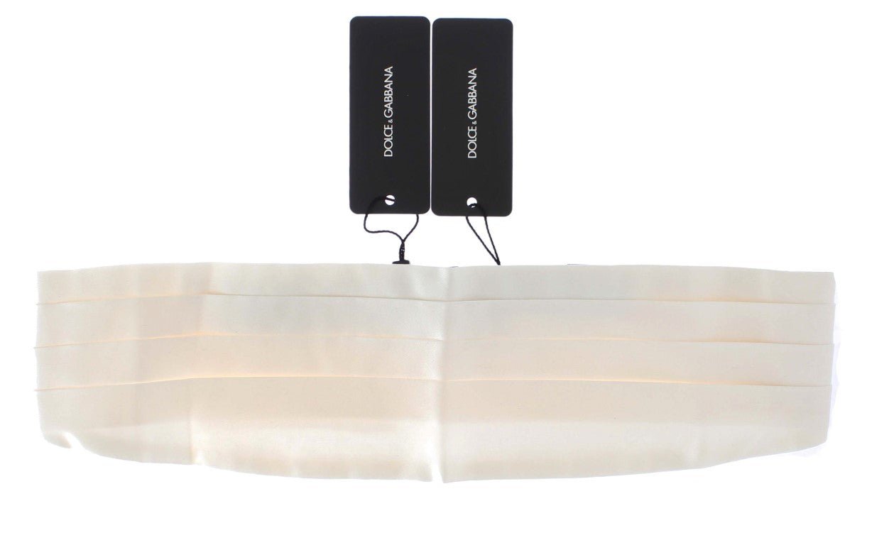 Dolce & Gabbana Elegant White Silk Cummerbund - Sandy Store ByNet