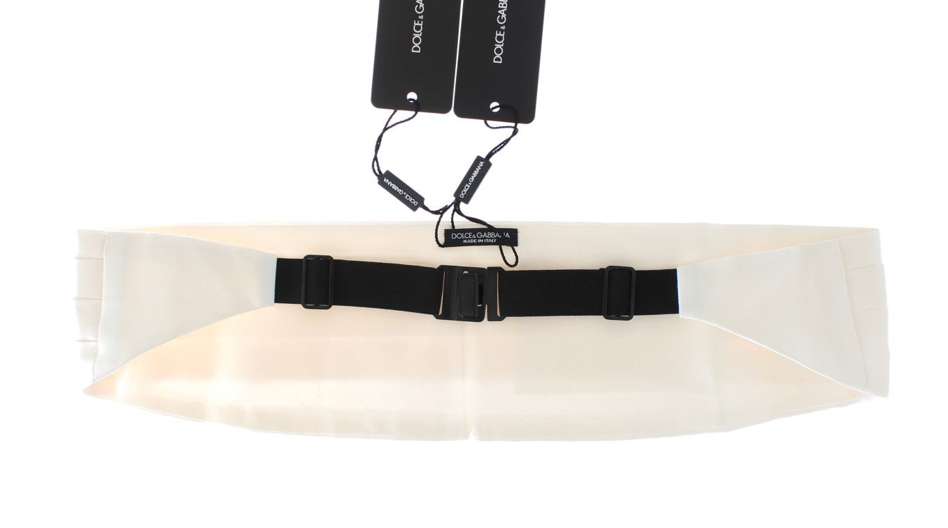 Dolce & Gabbana Elegant White Silk Cummerbund - Sandy Store ByNet
