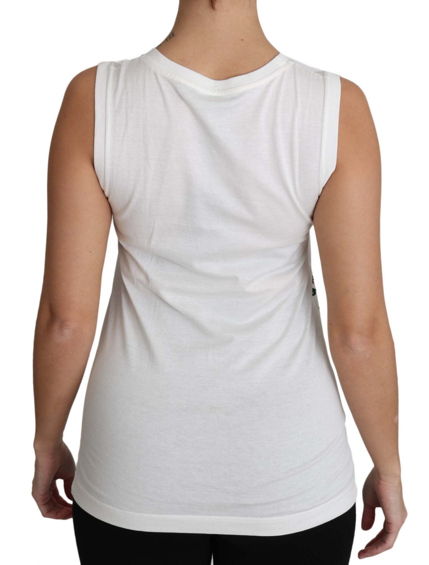 Dolce & Gabbana Elegant White Sleeveless Cotton Silk Shirt - Sandy Store ByNet