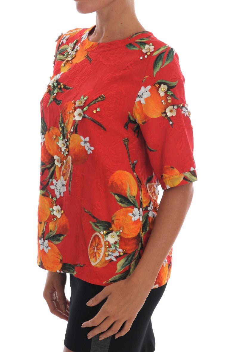 Dolce & Gabbana Embellished Crepe Blouse with Blossom Print - Sandy Store ByNet