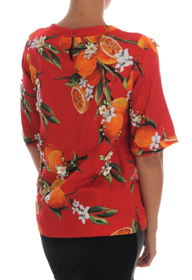 Dolce & Gabbana Embellished Crepe Blouse with Blossom Print - Sandy Store ByNet