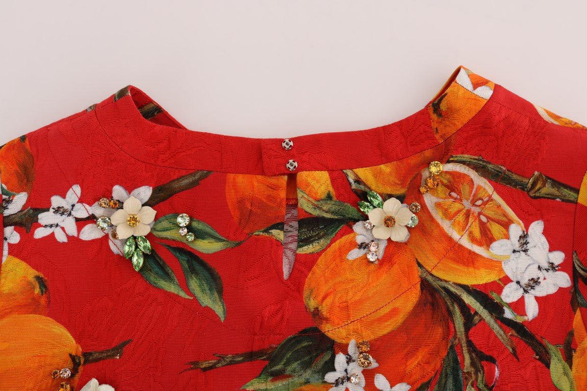 Dolce & Gabbana Embellished Crepe Blouse with Blossom Print - Sandy Store ByNet