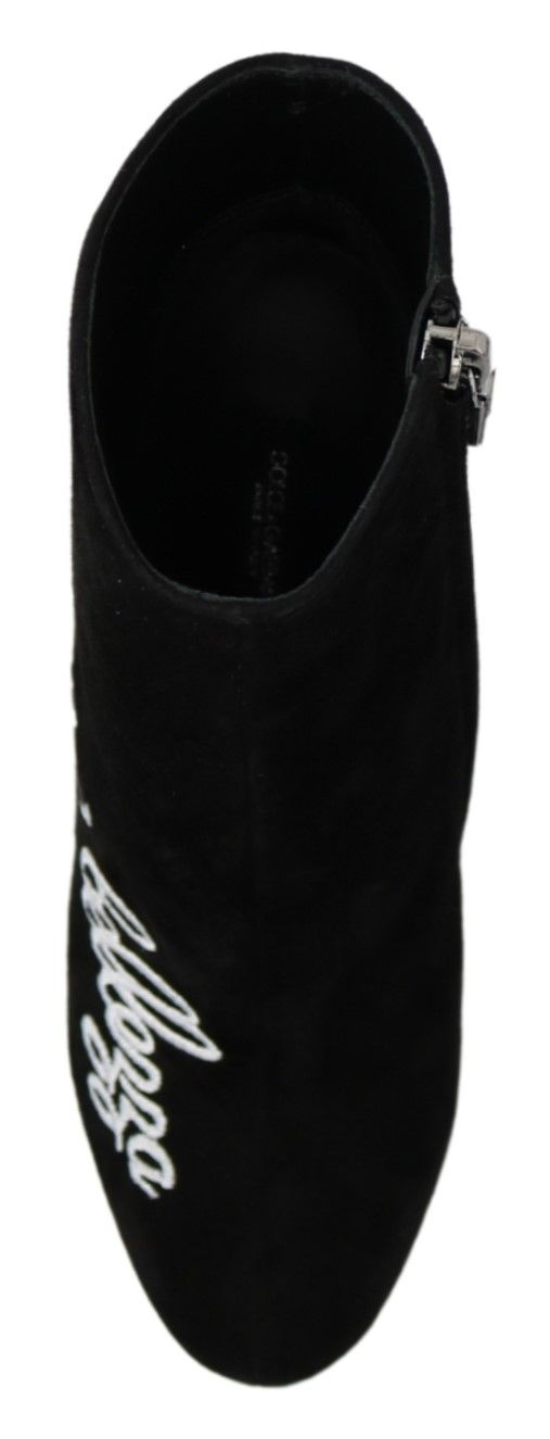 Dolce & Gabbana Embroidered Ankle Boots in Lambskin Suede - Sandy Store ByNet