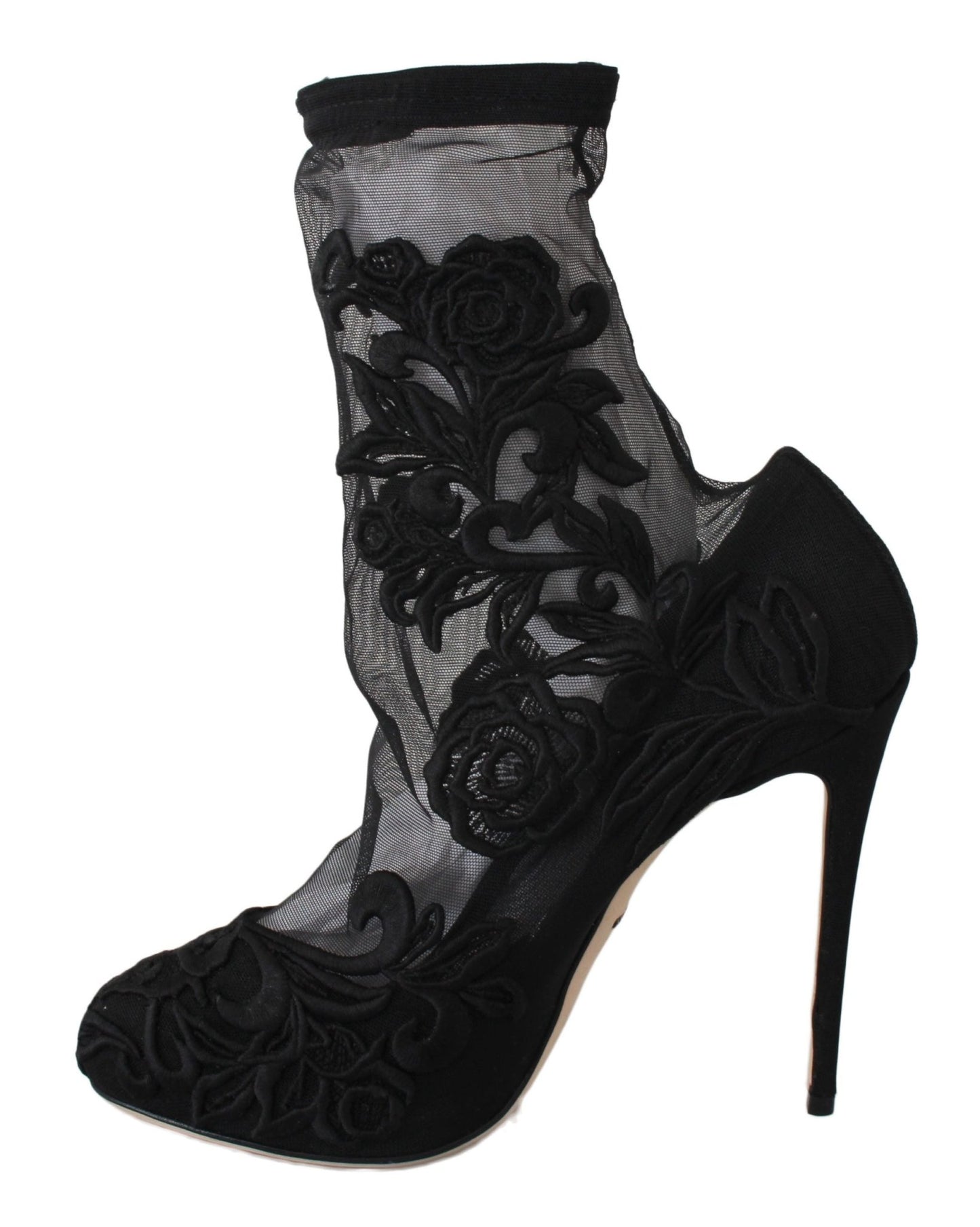 Dolce & Gabbana Embroidered Floral Stiletto Socks Booties - Sandy Store ByNet