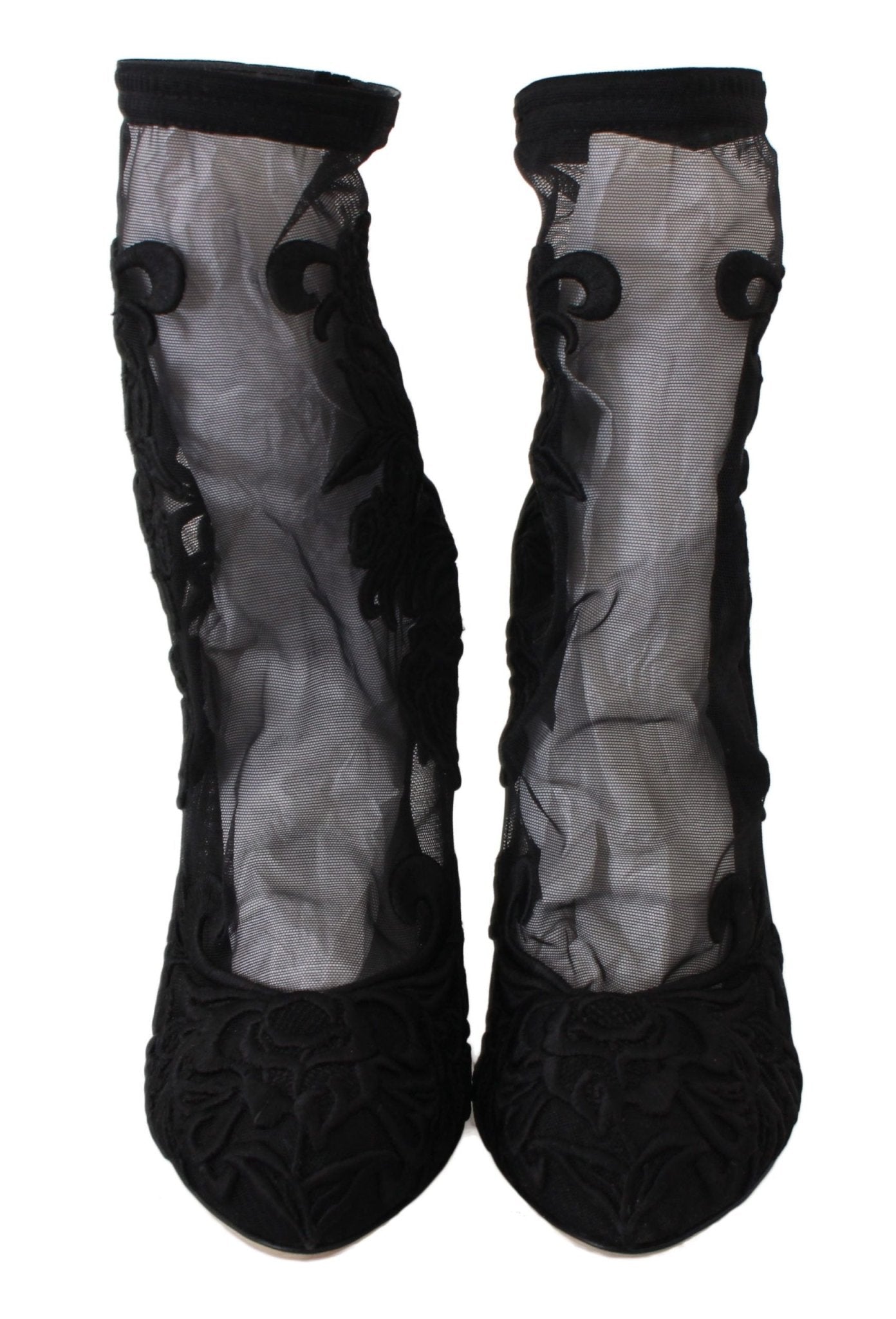 Dolce & Gabbana Embroidered Floral Stiletto Socks Booties - Sandy Store ByNet