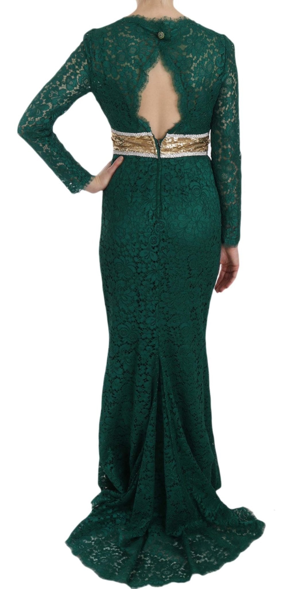 Dolce & Gabbana Emerald Elegance Long Sleeve Floor - Length Dress - Sandy Store ByNet