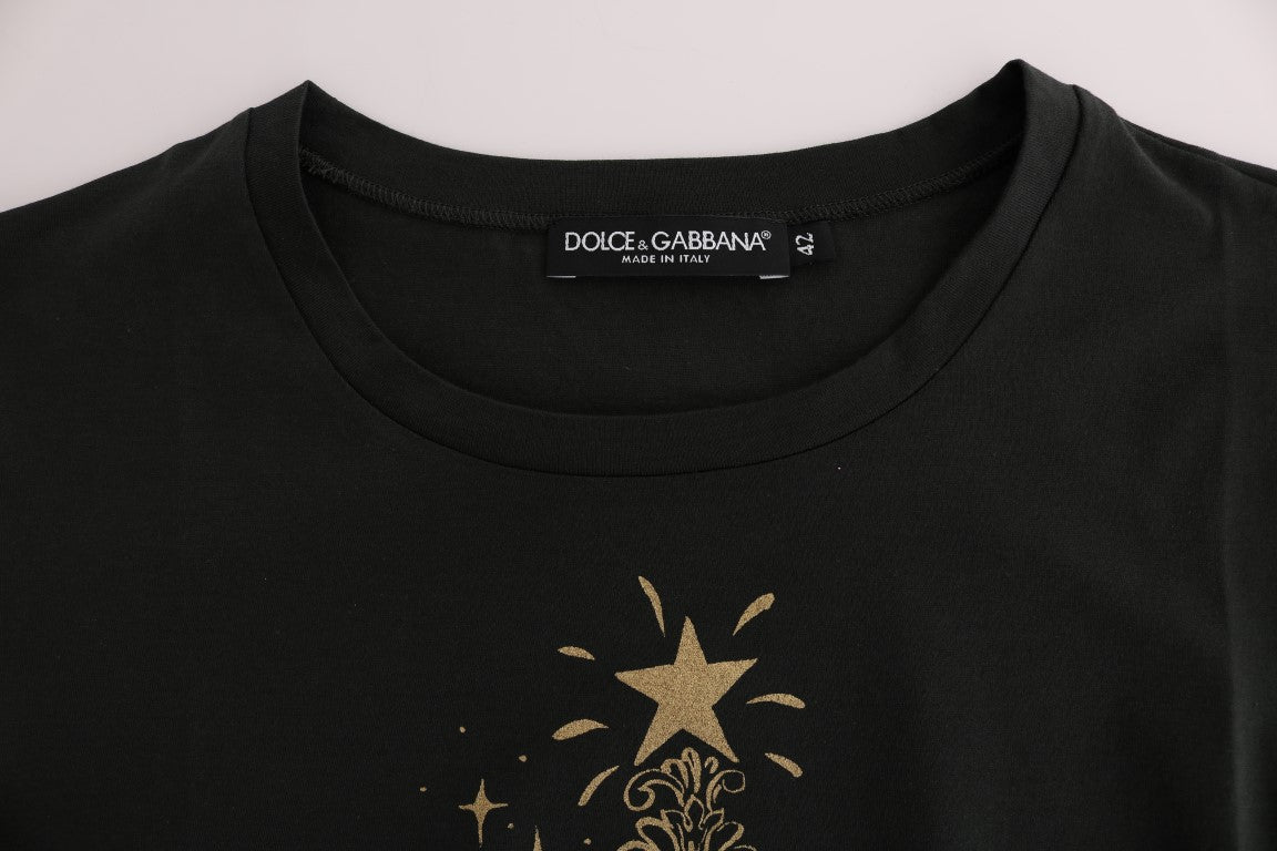 Dolce & Gabbana Emerald Green Cotton Tee with 2017 Print - Sandy Store ByNet