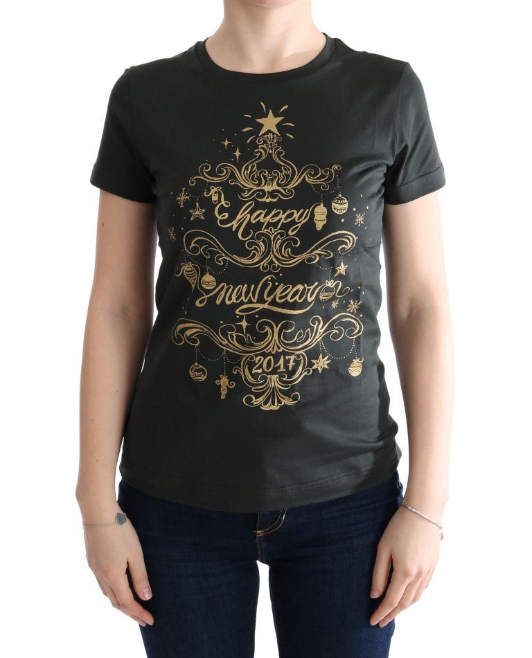 Dolce & Gabbana Emerald Green Cotton Tee with 2017 Print - Sandy Store ByNet