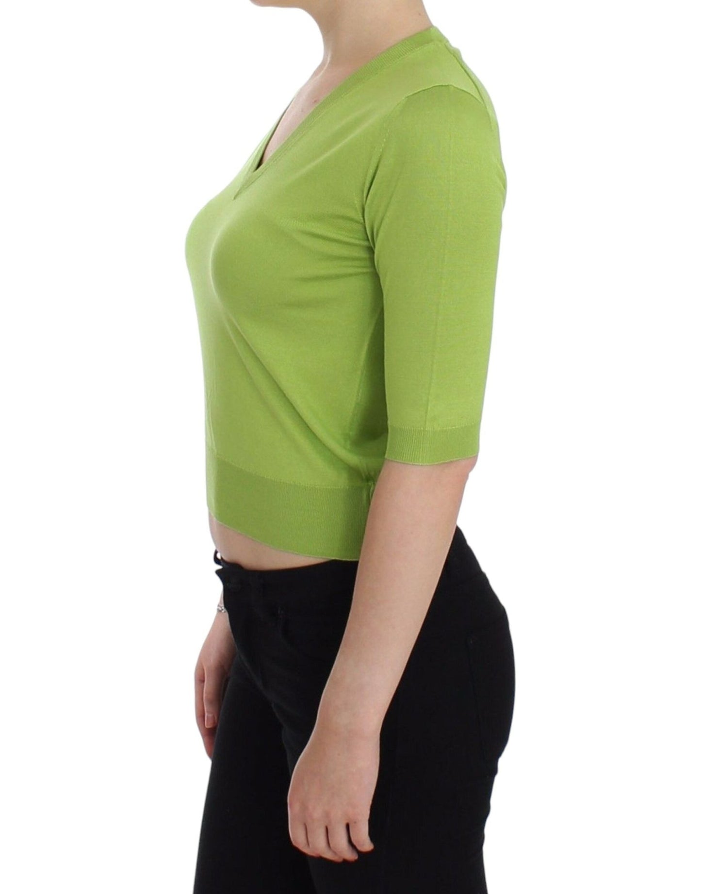 Dolce & Gabbana Emerald Green Wool V - Neck Pullover - Sandy Store ByNet