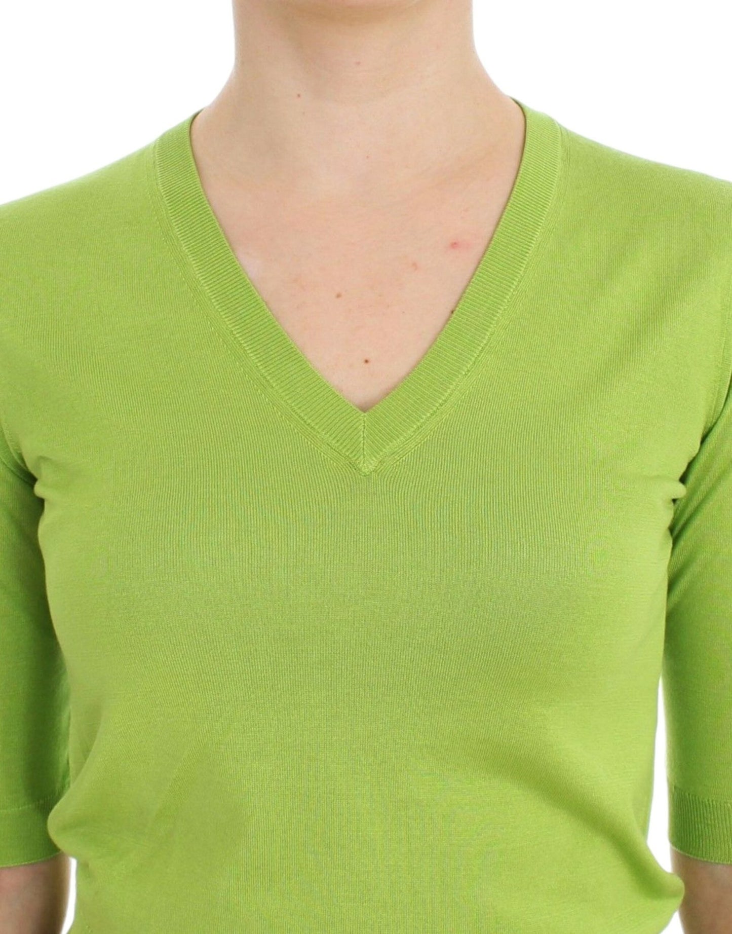 Dolce & Gabbana Emerald Green Wool V - Neck Pullover - Sandy Store ByNet
