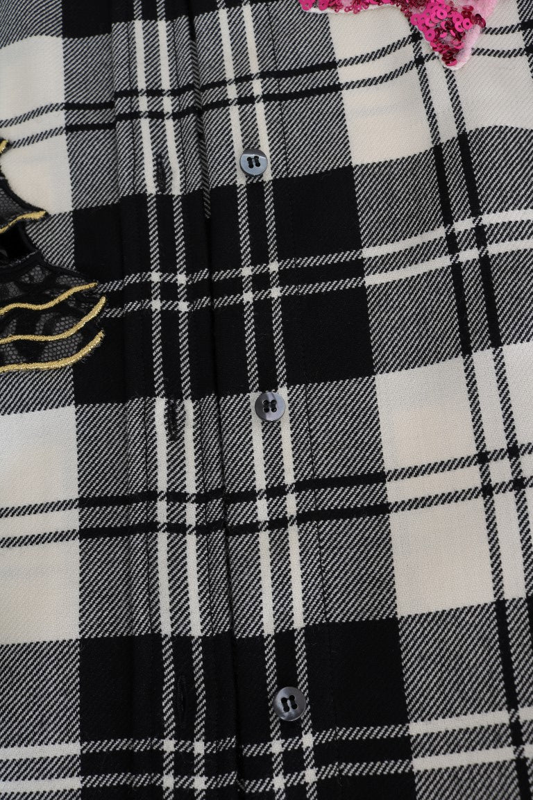 Dolce & Gabbana Enchanted Sequin Checkered Wool Shirt - Sandy Store ByNet