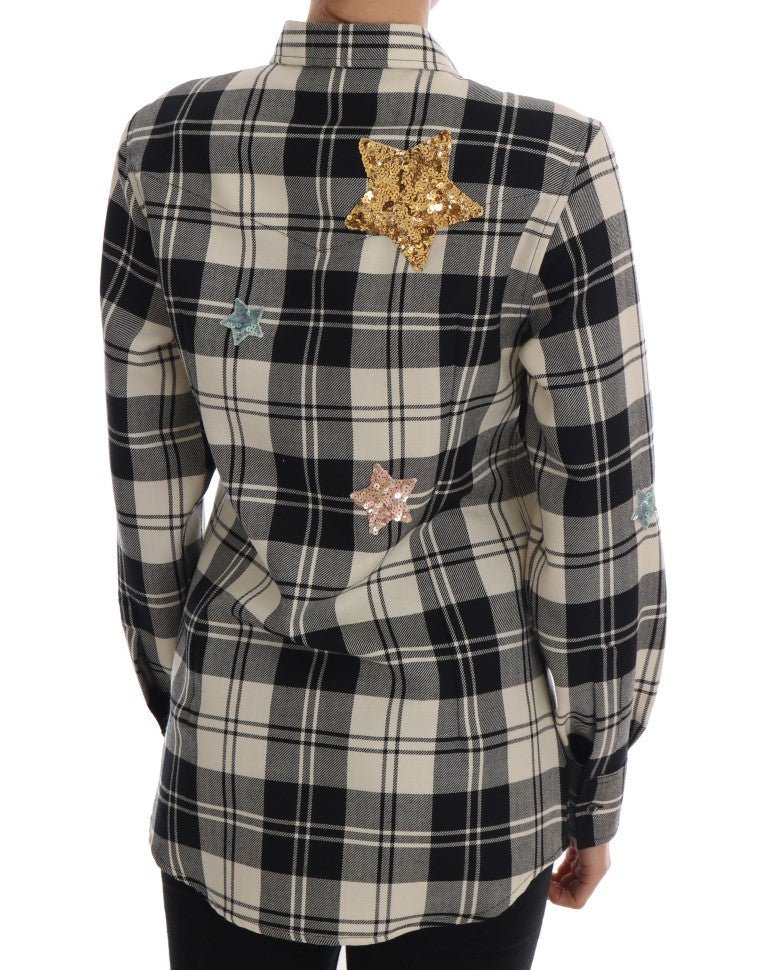 Dolce & Gabbana Enchanted Sequin Checkered Wool Shirt - Sandy Store ByNet