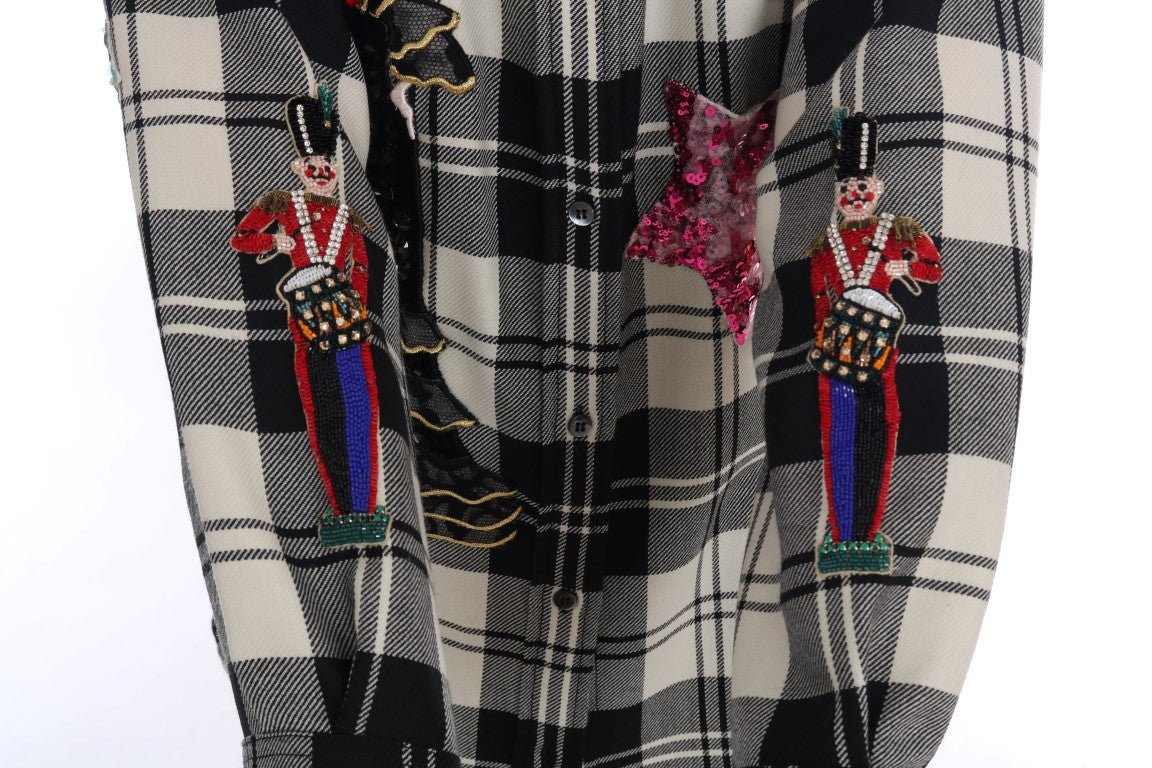 Dolce & Gabbana Enchanted Sequin Checkered Wool Shirt - Sandy Store ByNet