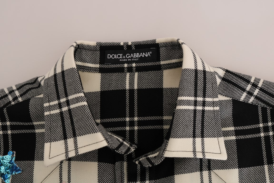 Dolce & Gabbana Enchanted Sequin Checkered Wool Shirt - Sandy Store ByNet