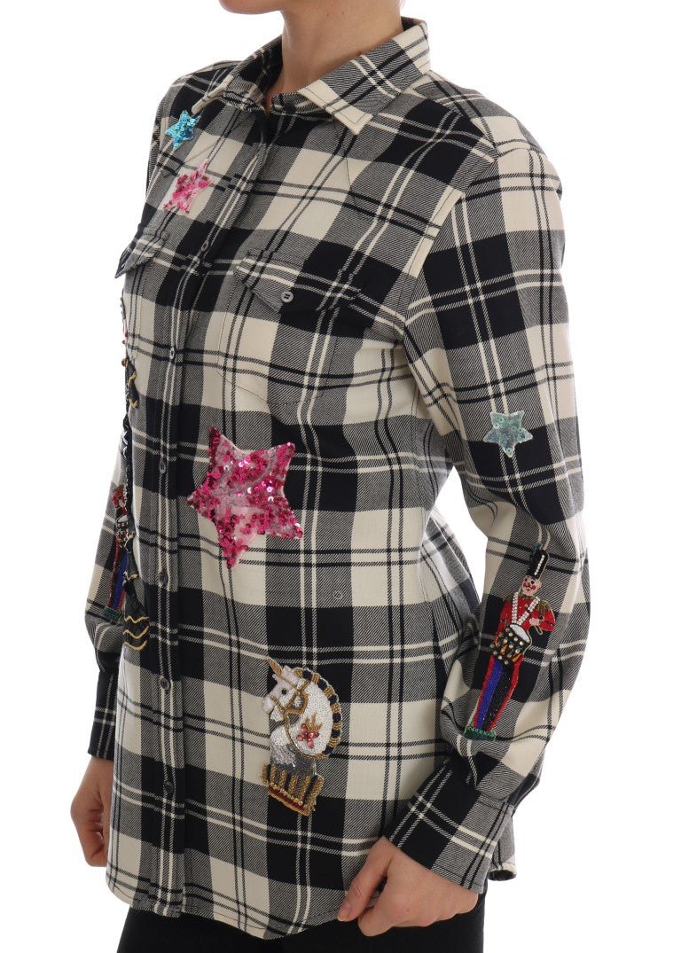 Dolce & Gabbana Enchanted Sequin Checkered Wool Shirt - Sandy Store ByNet