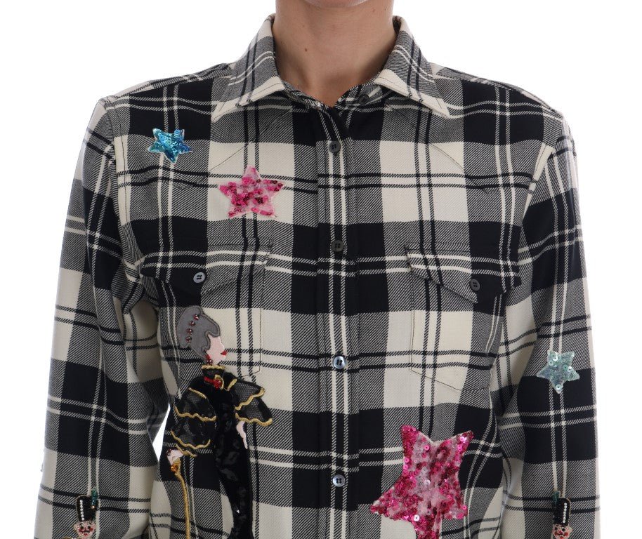 Dolce & Gabbana Enchanted Sequin Checkered Wool Shirt - Sandy Store ByNet