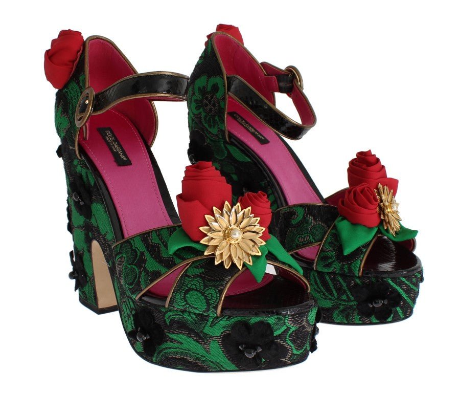 Dolce & Gabbana Enchanted Sicily Crystal Brocade Wedges - Sandy Store ByNet