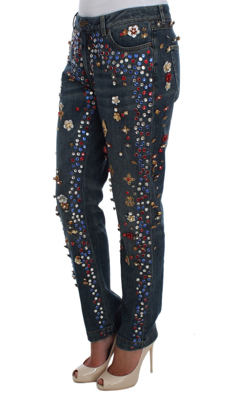 Dolce & Gabbana Enchanted Sicily Crystal Heart Boyfriend Jeans - Sandy Store ByNet