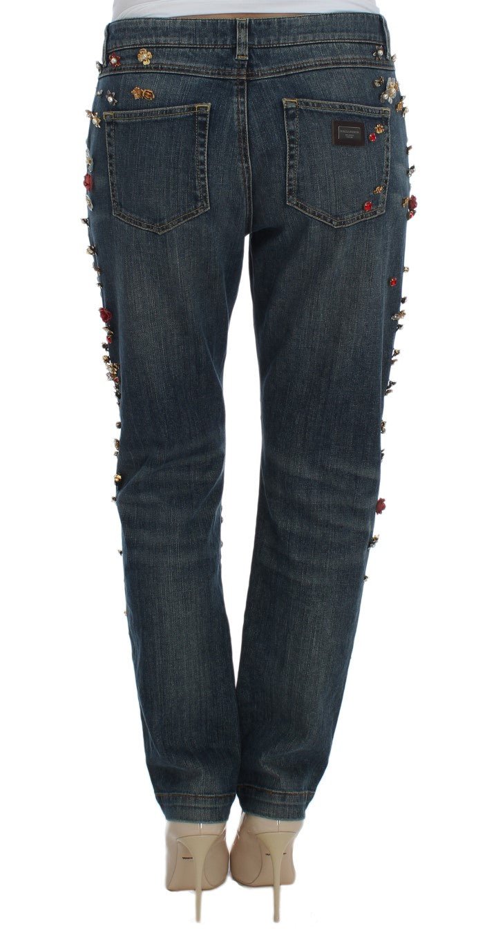 Dolce & Gabbana Enchanted Sicily Crystal Heart Boyfriend Jeans - Sandy Store ByNet