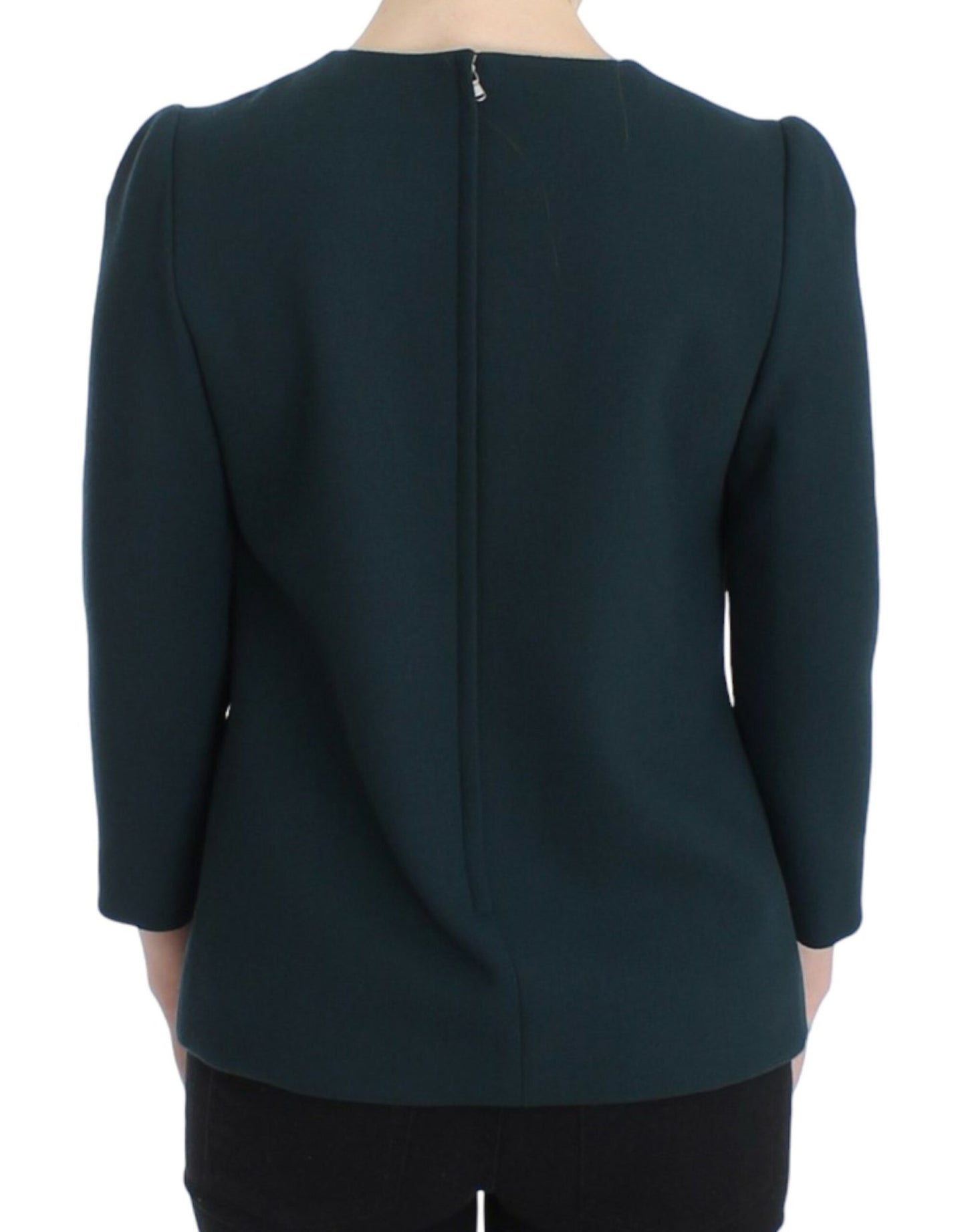 Dolce & Gabbana Enchanted Sicily Green Wool Silk Blend Blouse - Sandy Store ByNet