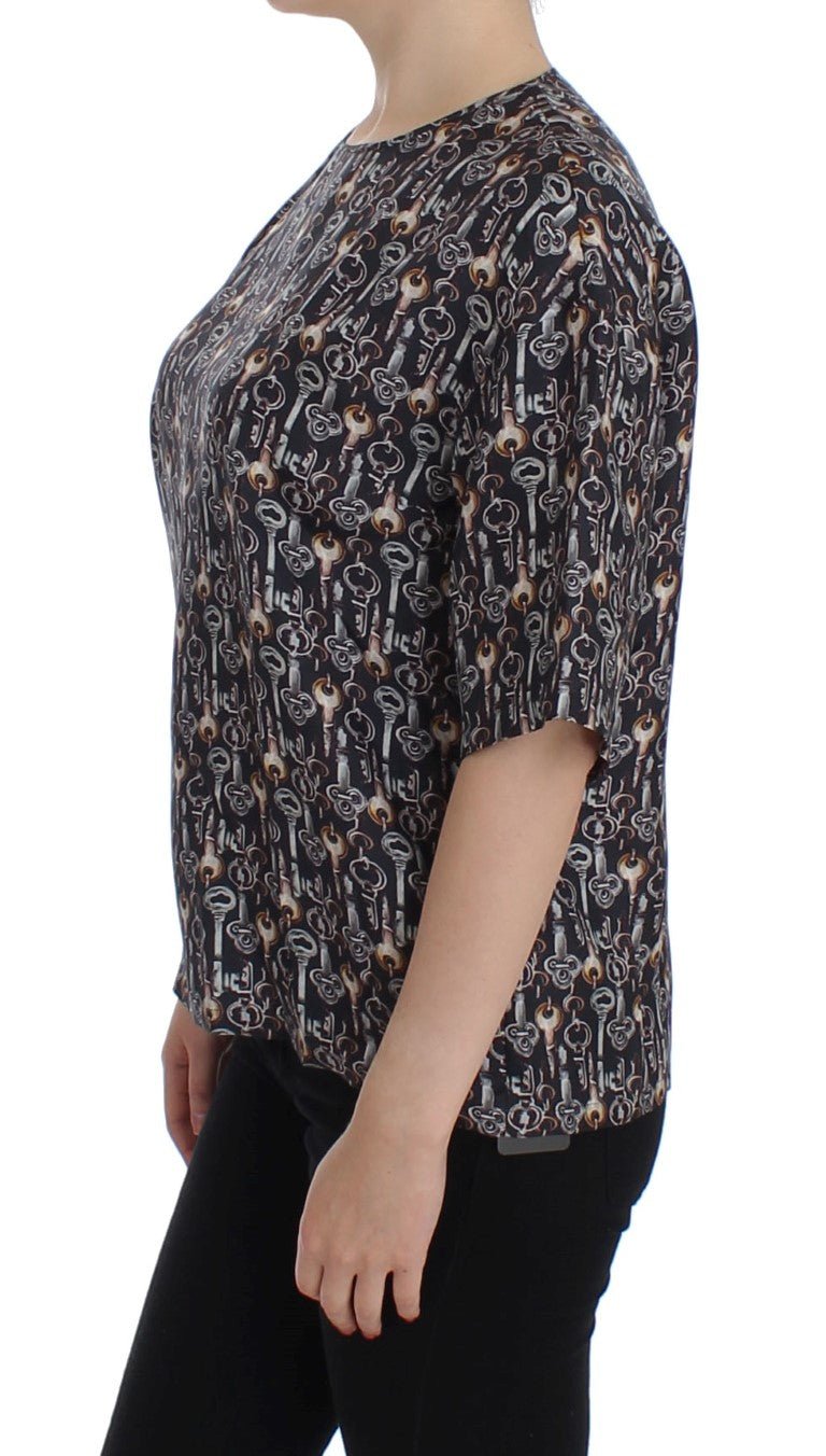 Dolce & Gabbana Enchanted Sicily Silk Blouse with Key Print - Sandy Store ByNet