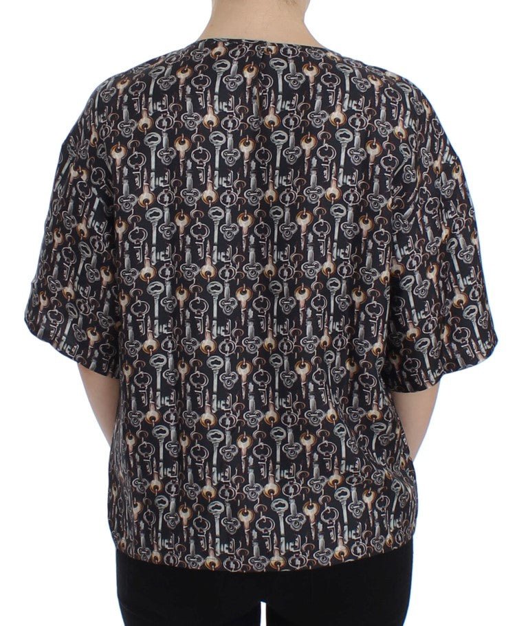 Dolce & Gabbana Enchanted Sicily Silk Blouse with Key Print - Sandy Store ByNet