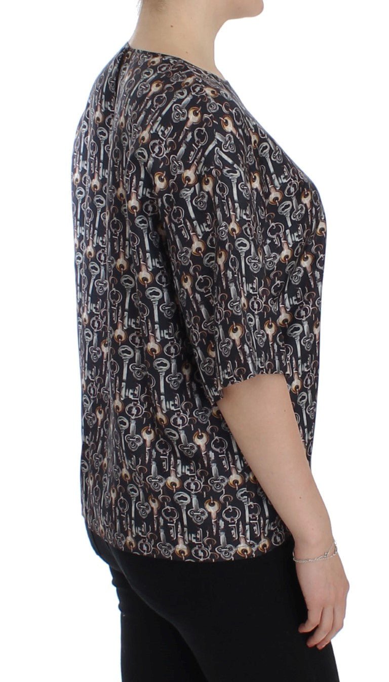 Dolce & Gabbana Enchanted Sicily Silk Blouse with Key Print - Sandy Store ByNet
