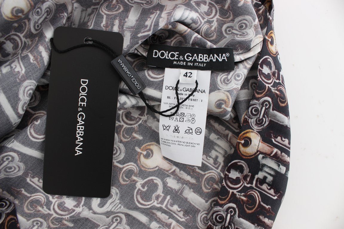 Dolce & Gabbana Enchanted Sicily Silk Blouse with Key Print - Sandy Store ByNet