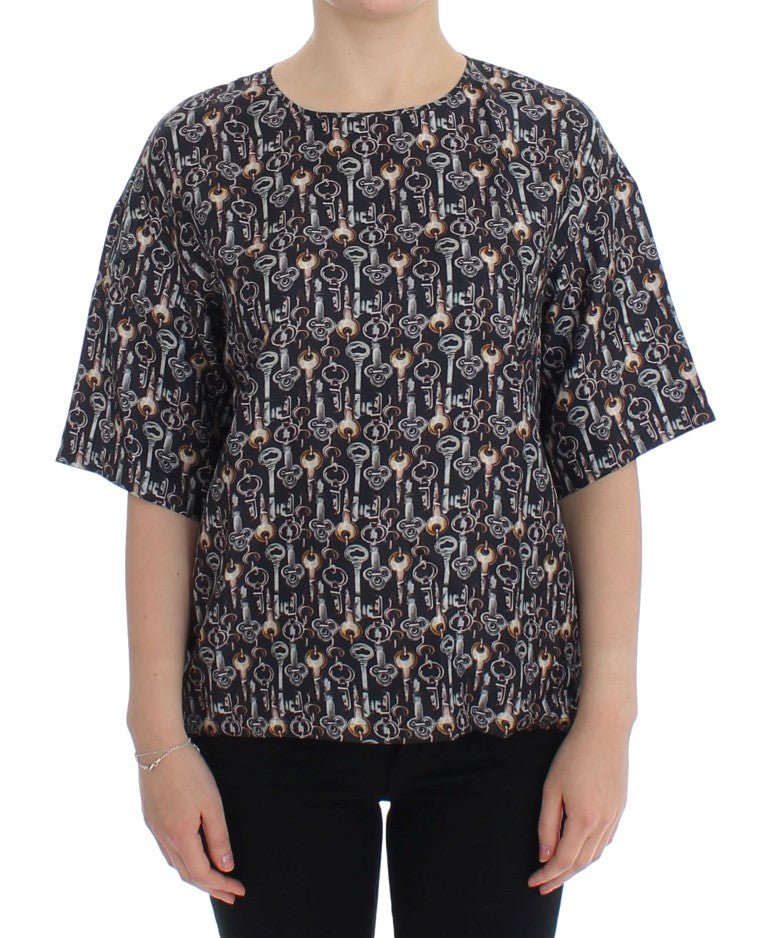 Dolce & Gabbana Enchanted Sicily Silk Blouse with Key Print - Sandy Store ByNet