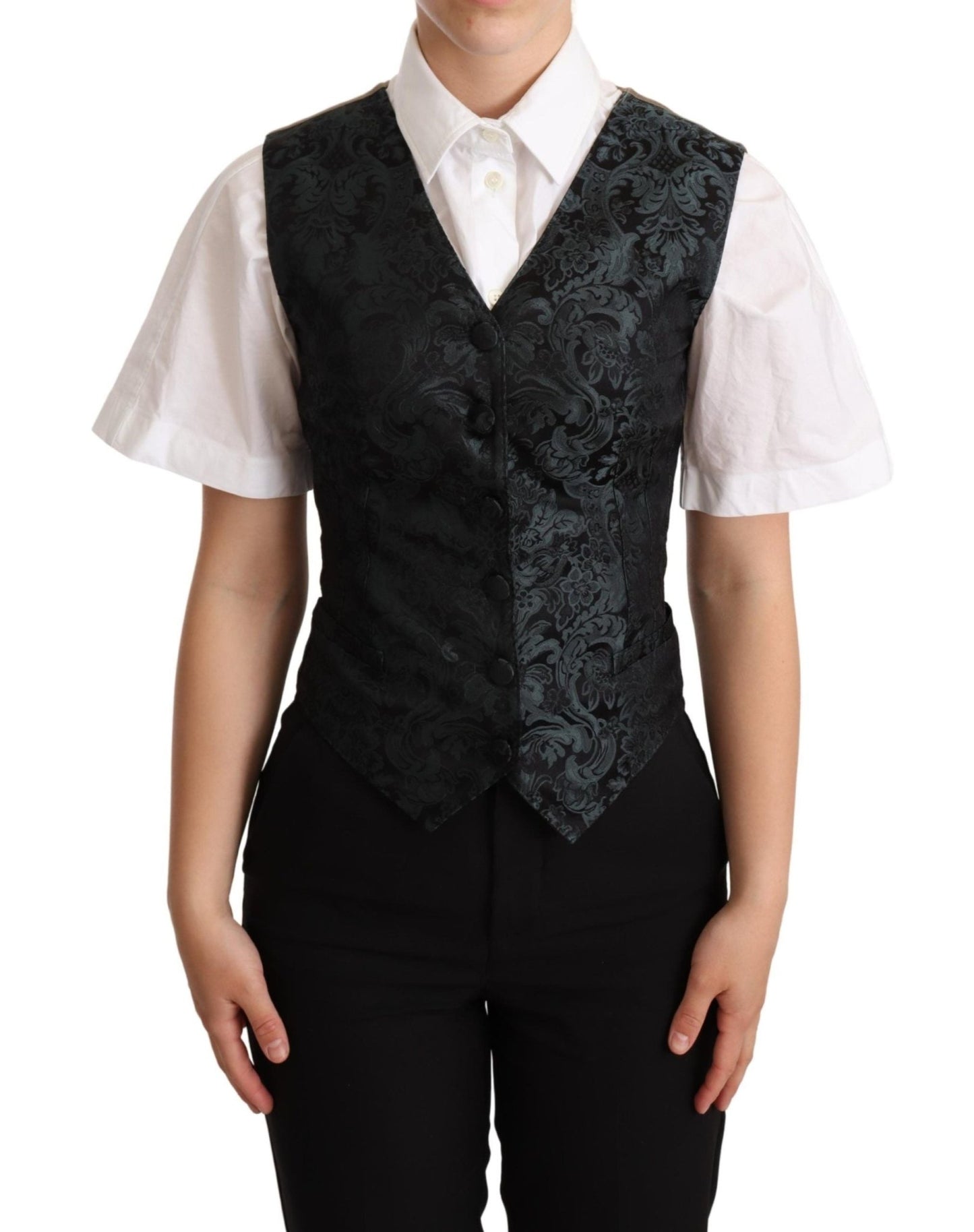 Dolce & Gabbana Enchanting Jacquard Floral Waistcoat - Sandy Store ByNet
