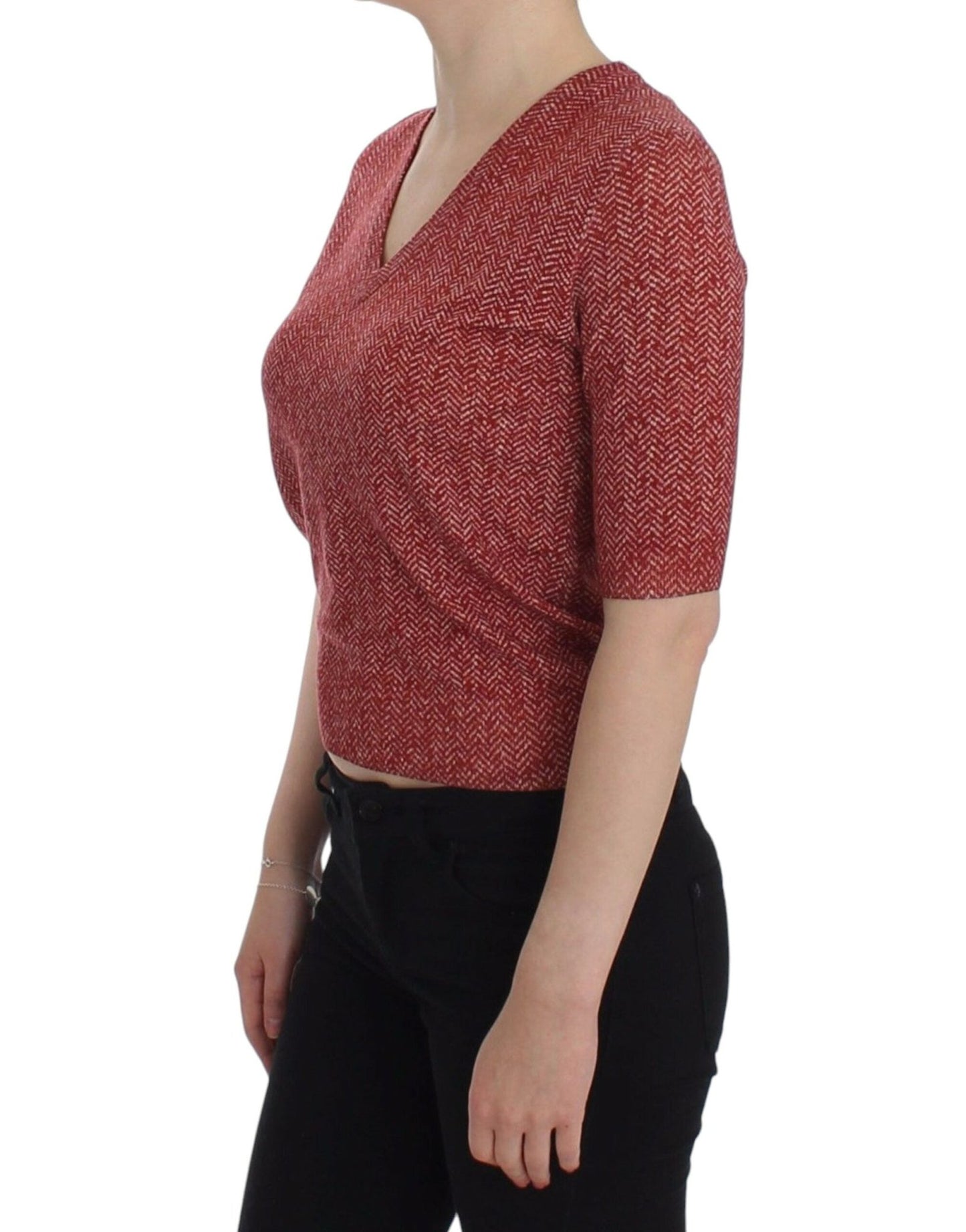 Dolce & Gabbana Enchanting Red Tweed V - Neck Sweater - Sandy Store ByNet