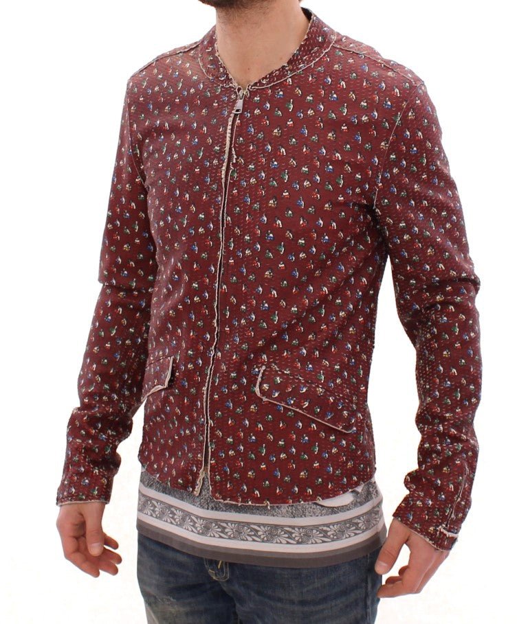 Dolce & Gabbana Exclusive Boxer Print Bordeaux Leather Jacket - Sandy Store ByNet