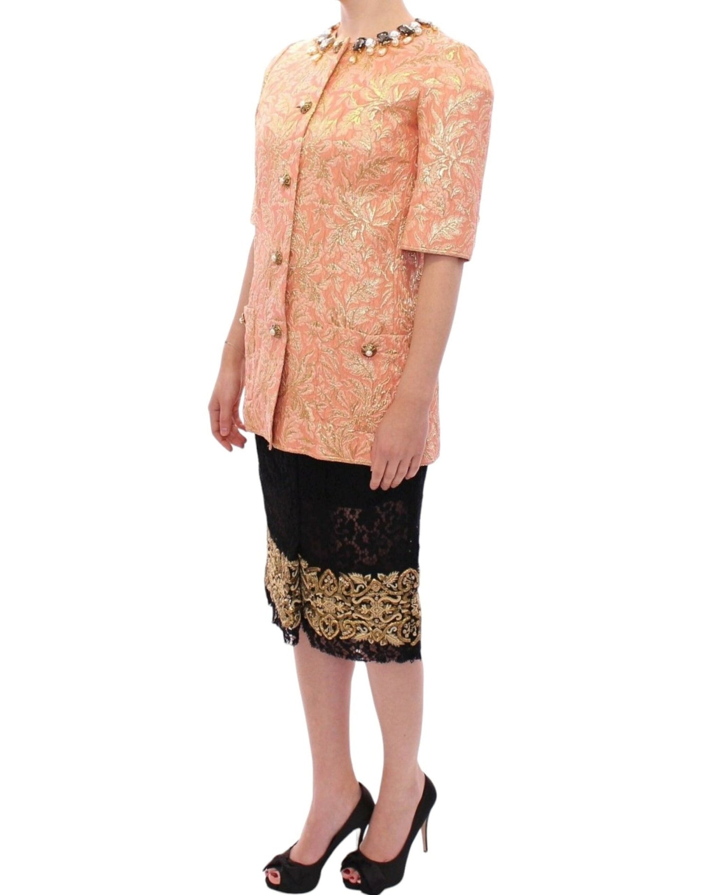 Dolce & Gabbana Exclusive Crystal Brocade Coat Jacket - Sandy Store ByNet