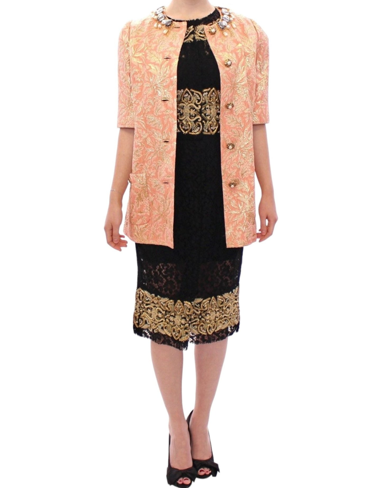 Dolce & Gabbana Exclusive Crystal Brocade Coat Jacket - Sandy Store ByNet