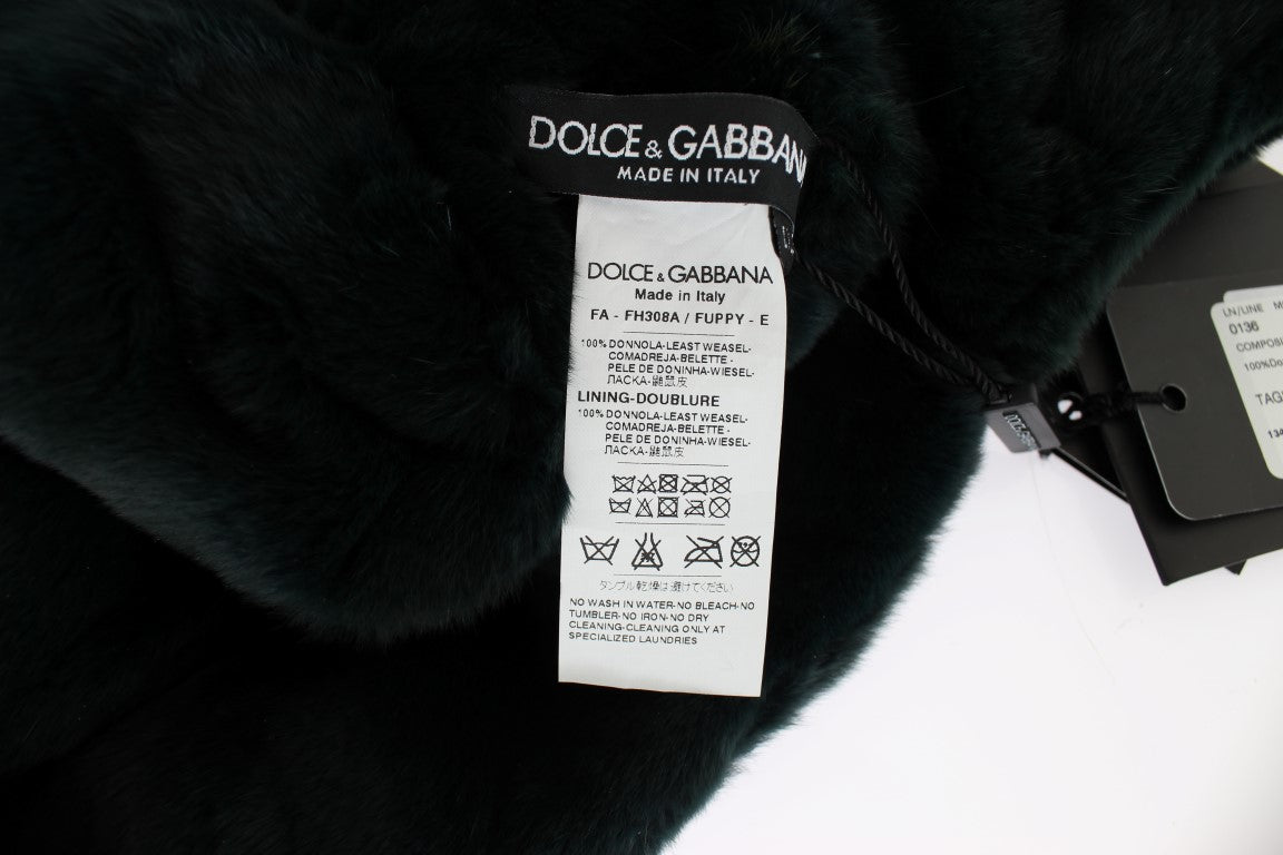 Dolce & Gabbana Exclusive Green Weasel Fur Hooded Scarf - Sandy Store ByNet