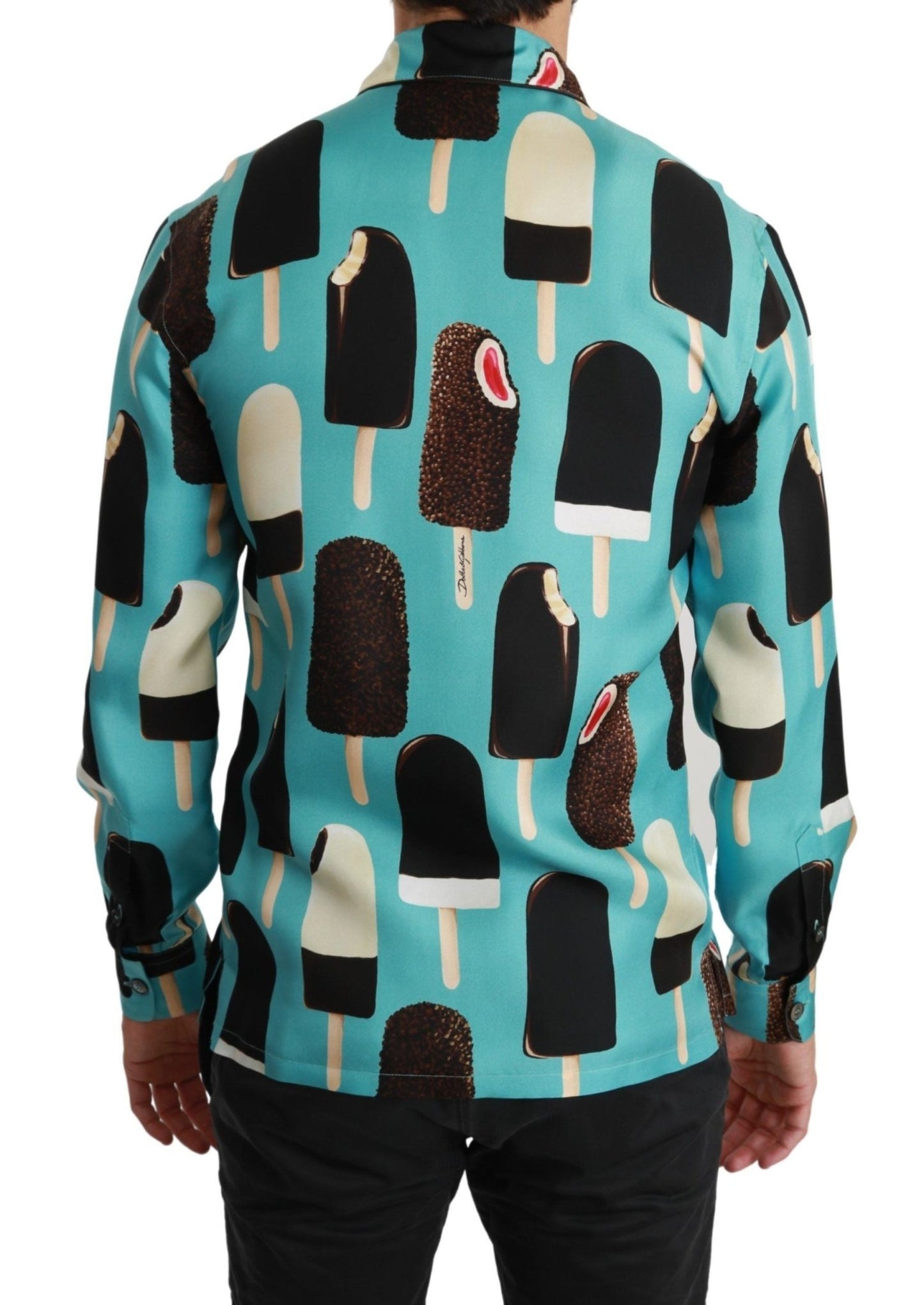 Dolce & Gabbana Exclusive Silk Blend Ice - Cream Print Shirt - Sandy Store ByNet
