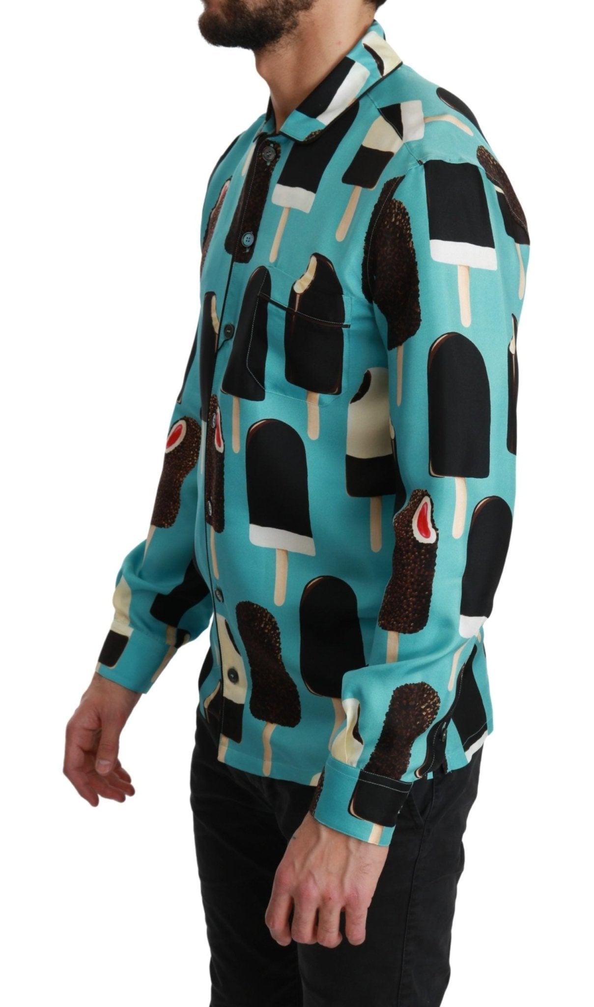 Dolce & Gabbana Exclusive Silk Blend Ice - Cream Print Shirt - Sandy Store ByNet