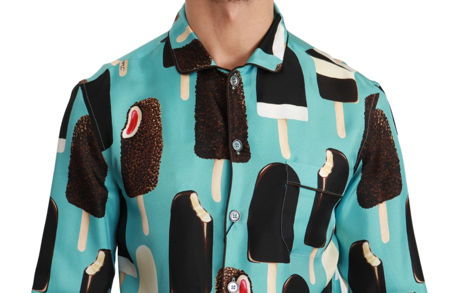 Dolce & Gabbana Exclusive Silk Blend Ice - Cream Print Shirt - Sandy Store ByNet