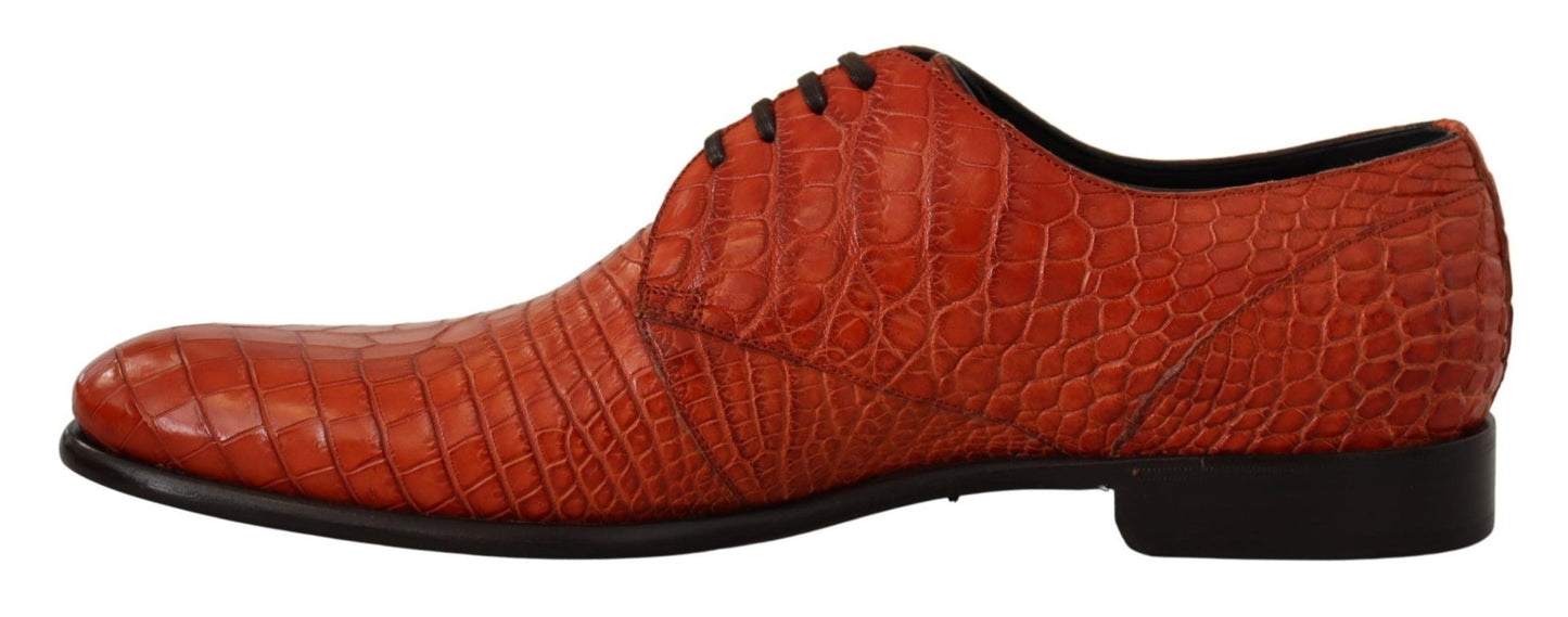 Dolce & Gabbana Exotic Orange Croc Leather Laceup Dress Shoes - Sandy Store ByNet