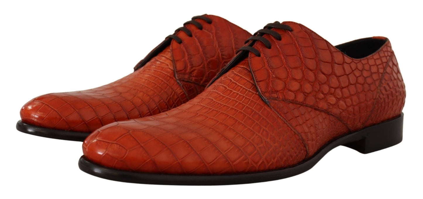 Dolce & Gabbana Exotic Orange Croc Leather Laceup Dress Shoes - Sandy Store ByNet