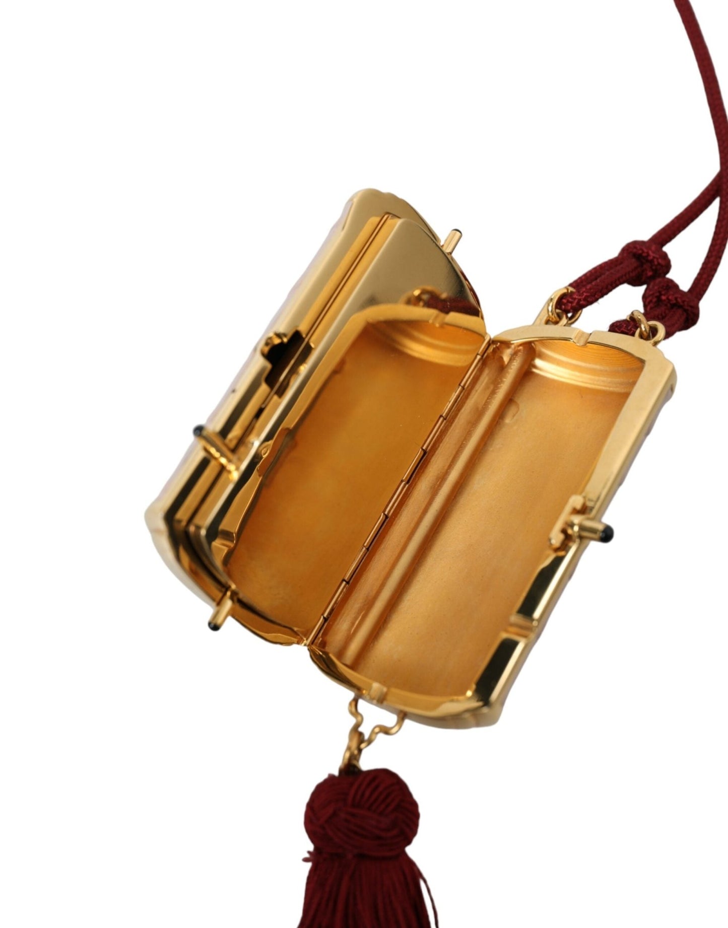 Dolce & Gabbana Exotic Pink Leather Mini Mirror Bag with Tassel - Sandy Store ByNet