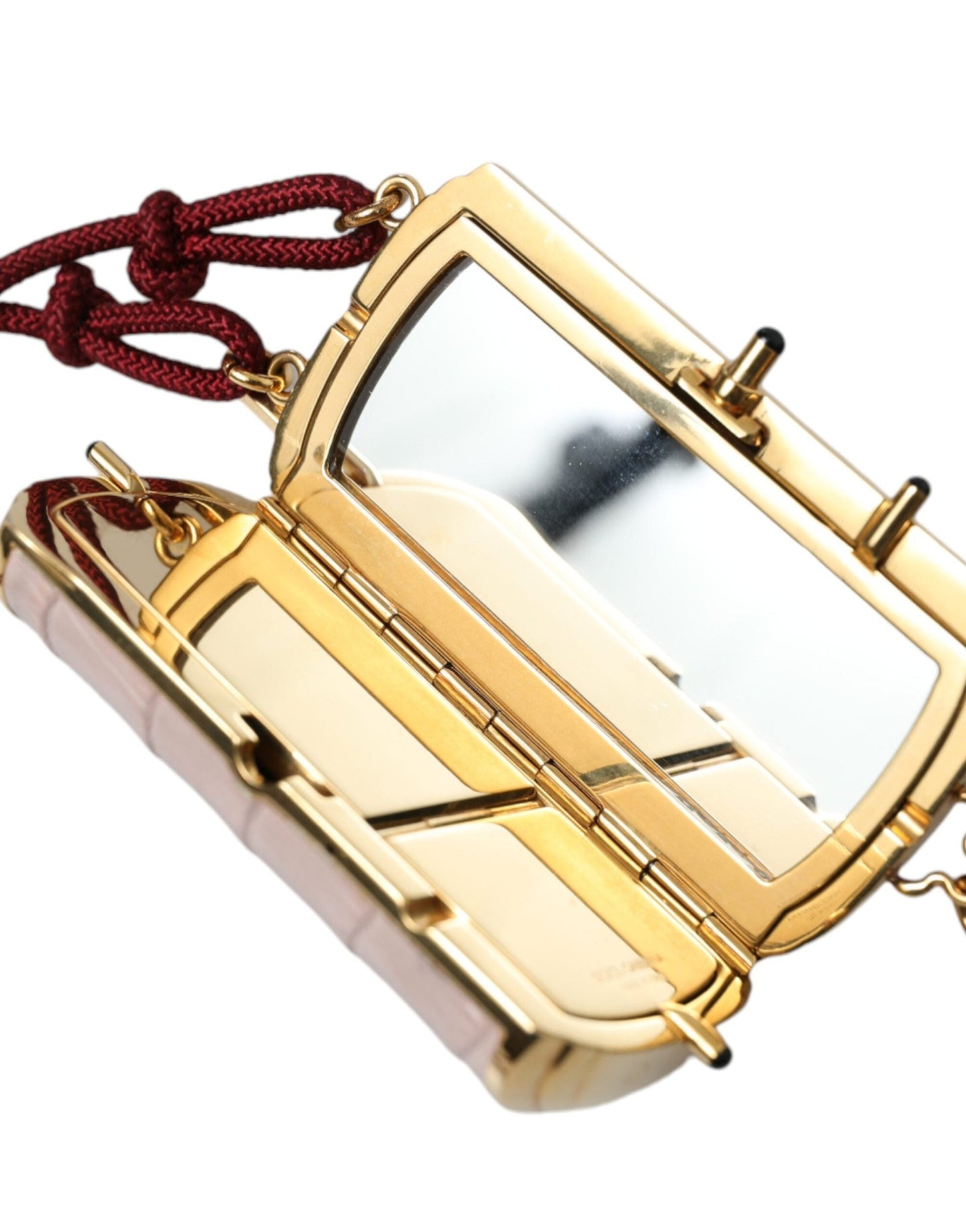 Dolce & Gabbana Exotic Pink Leather Mini Mirror Bag with Tassel - Sandy Store ByNet