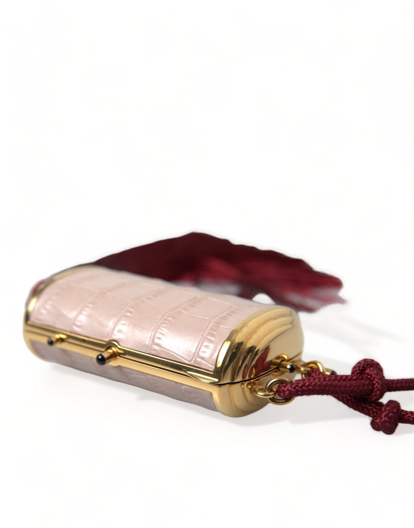 Dolce & Gabbana Exotic Pink Leather Mini Mirror Bag with Tassel - Sandy Store ByNet