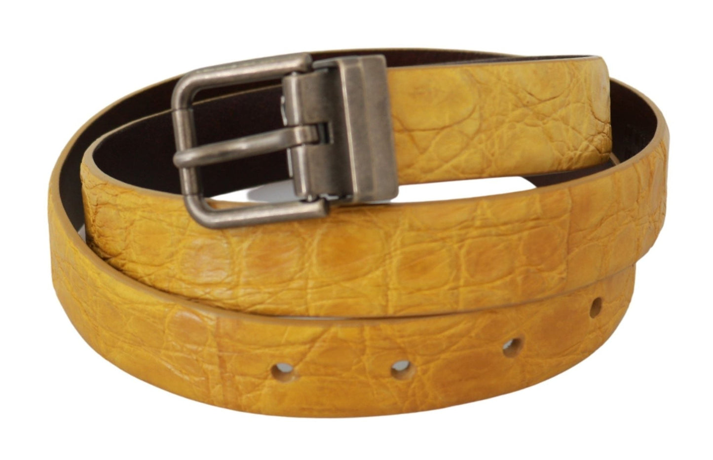 Dolce & Gabbana Exotic Yellow Animal Pattern Leather Belt - Sandy Store ByNet