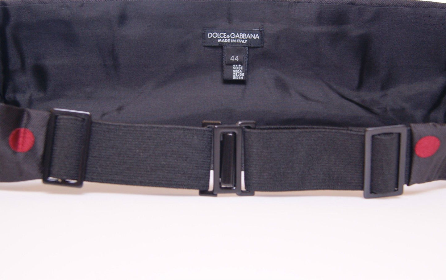 Dolce & Gabbana Exquisite Black Silk Cummerbund with Red Polka Dots - Sandy Store ByNet