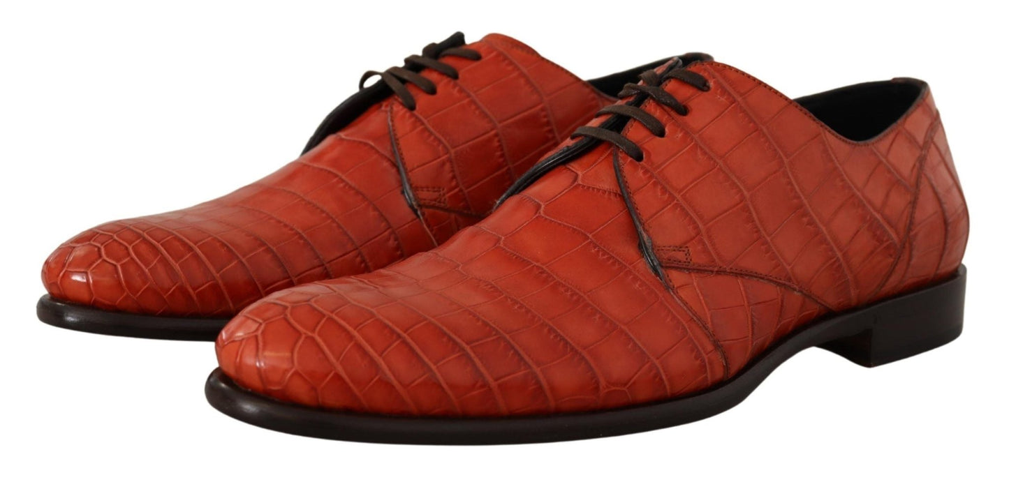 Dolce & Gabbana Exquisite Exotic Croc Leather Lace - Up Dress Shoes - Sandy Store ByNet