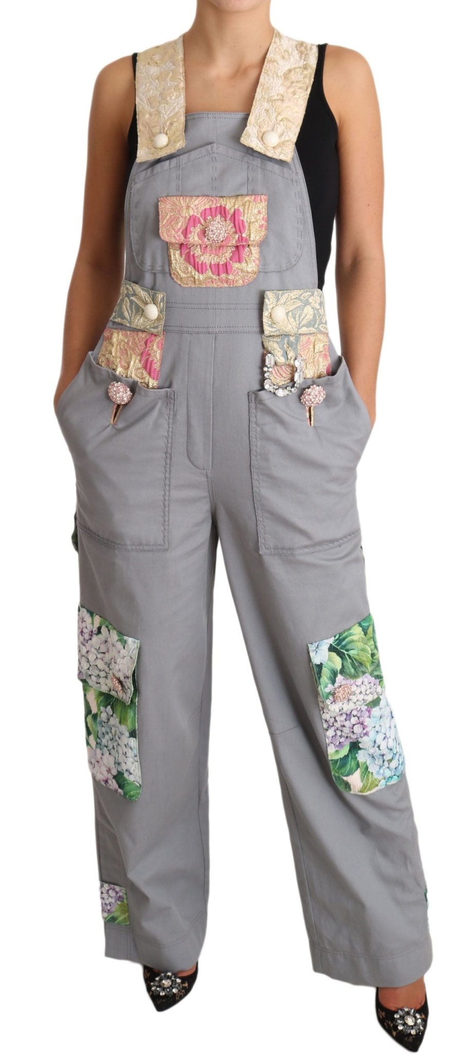 Dolce & Gabbana Exquisite Floral Embellished Denim Overalls - Sandy Store ByNet