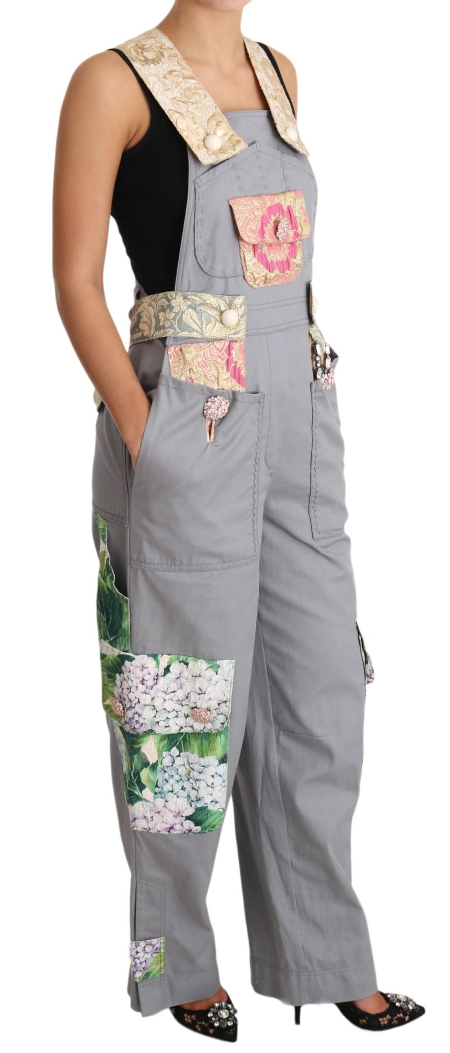 Dolce & Gabbana Exquisite Floral Embellished Denim Overalls - Sandy Store ByNet
