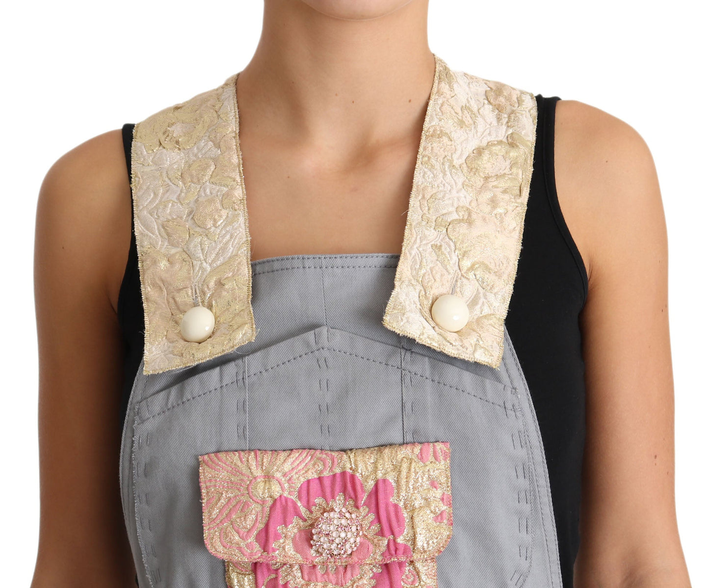 Dolce & Gabbana Exquisite Floral Embellished Denim Overalls - Sandy Store ByNet